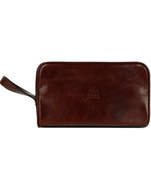 Time Resistance Leather Cosmetic Bag Dopp Kit - Brown