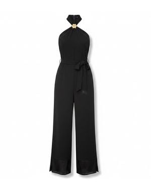 Yumi' Cross Over Halter Neck Jumpsuit - Black