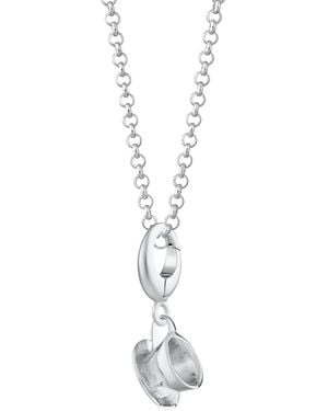 Lily Charmed Sterling Teacup Necklace - Metallic