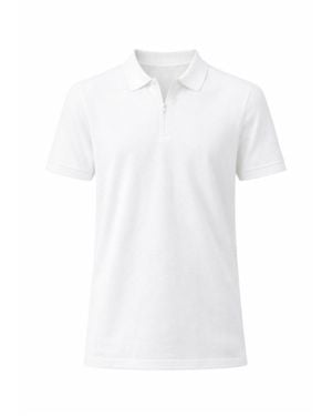 Nuvv Collection Zip-Neck Polo – Lightweight Knit Shirt - White