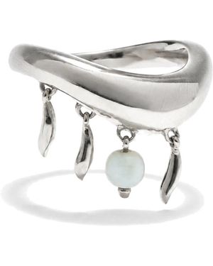 Stone Fruit Fishbone Ring - White