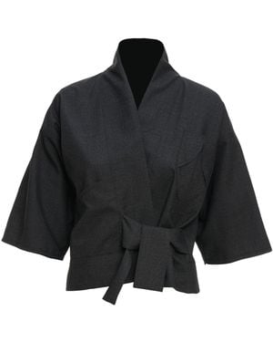 MOE Chequered Wool Vest Jacket - Black
