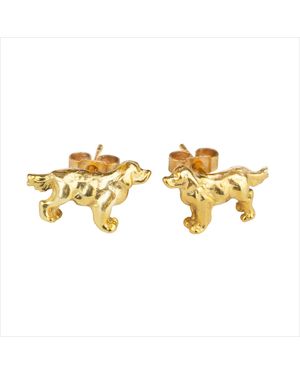 Simon Kemp Jewellers Golden Retriever Stud Earrings Eighteen Carat On Solid Sterling - Metallic
