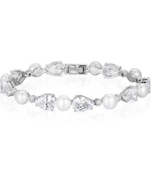Santinni Tesoro Freshwater Pearl & Zircon Crystal Bracelet - Metallic