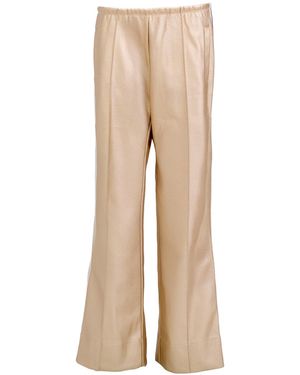 Moov Perfect Suit Pants — Straight-Leg Vegan Leather With Side Stripes - Natural
