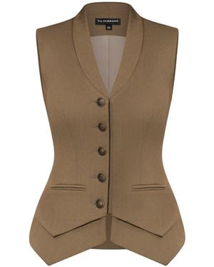 Tia Dorraine Fitted Single-Breasted Waistcoat - Green
