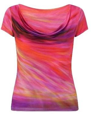 Conquista Short Sleeve Print Top By Fashion - Pink
