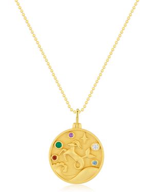 Azura Jewelry New York Capricorn Zodiac Mantra Necklace Vermeil - Metallic