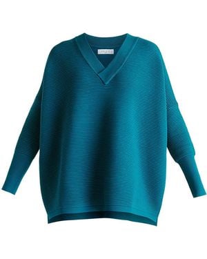 Paisie V-Neck Ribbed Jumper - Blue