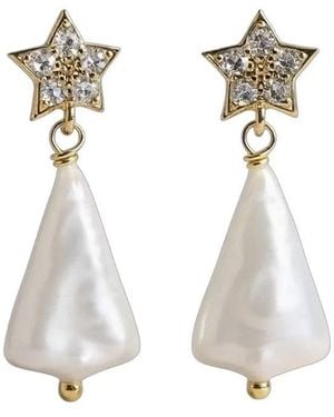Ninemoo Holiday Starlight Pearl Earrings - White