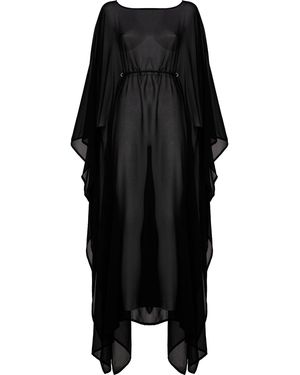 ANTONINIAS Vellichor Chiffon Beach Overlay With Adjustable Rope - Black