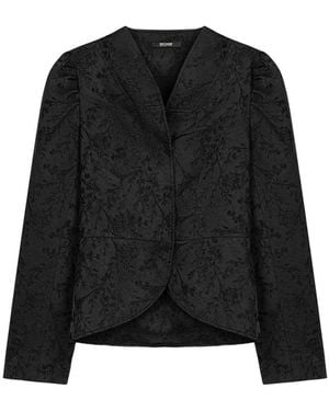 Nocturne Jacquard Balloon Sleeve Wrap Jacket - Black