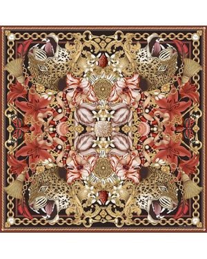 Emily Carter Rose The Leopard & Tulip Silk Scarf - Multicolour