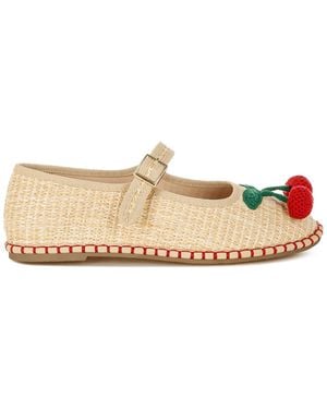 Rag & Co Neutrals Brunch Date Cherry Accent Mary Jane Flats - Natural