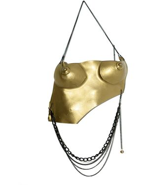 Laura Daili Golden Glass Corset – Sculptural Wearable Art - Metallic