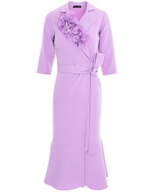 concept A trois Wrap Blazer Dress With Flowers - Purple