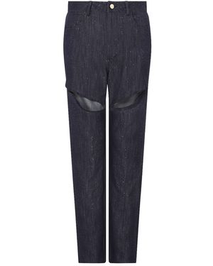 Sour Figs Embellished Sparkly Cut-Out Jeans - Blue
