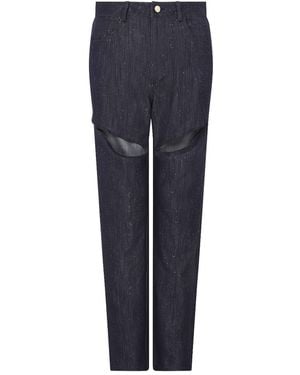 Sour Figs Embellished Sparkly Cut-Out Jeans - Blue