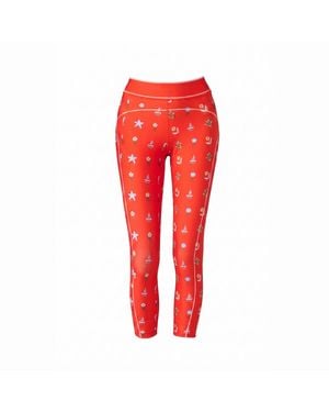 Jessie Zhao New York Tides High-Waisted Cropped Leggings - Red