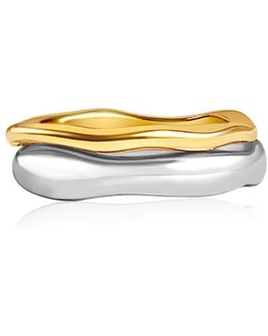Mickey's Girl Two Tone Double Stacked Irregular Rings - Yellow