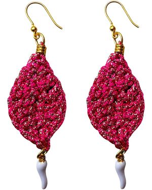 Hilo De Mar Leaf Earrings With Chilli - Red