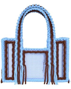 Growny Cocoa Crochet Mesh Tote - Blue