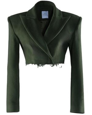 Vestiaire d'un Oiseau Libre Kaki Distressed Cashmere Jacket - Green
