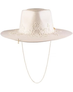 Shaded the Label St Ives Ivory Bridal Fedora Hat With Sterling Jewellery - White