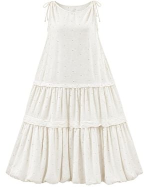 Adrift Clothing Millie Reversible Bubble Hem Dress - White