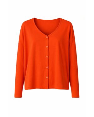 Conquista Lightweight Button-Up Cardigan - Orange