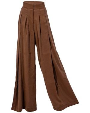 Ceva Cu Dichis High Waist Pants Chocolate Vegan Silk - Brown