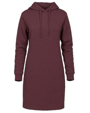 Conquista Dark Burgundy Cotton-Blend Hoodie Dress - Purple