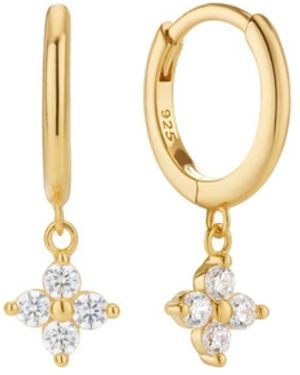 Vanhi Flora Crystal Charm Huggies - Metallic