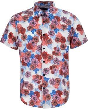lords of harlech Tim Snap Floral Shirt - Red