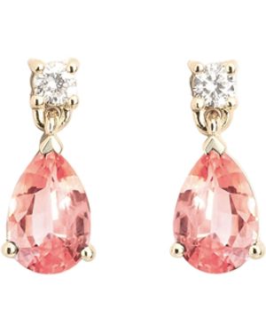 Juvetti Pisa Padparadscha Sapphire & Diamond Pear Drop Earrings - Pink