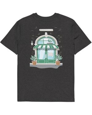Anchor and Crew Dark Heather Gustatory Coffee & Chats Organic Cotton Embroidered T-Shirt - Black