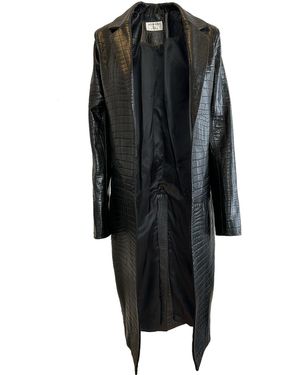 Galleriadele The Croc Leather Trench Coat - Black
