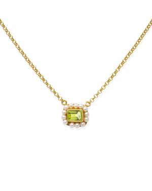 Vintouch Italy Luccichio Peridot And Pearl Necklace - Metallic