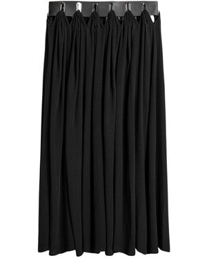 Nocturne Pleated Ring-Detail Midi Skirt - Black