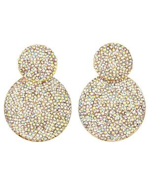 Crystals and Co A/B Crystal Double Drop Earrings - Metallic