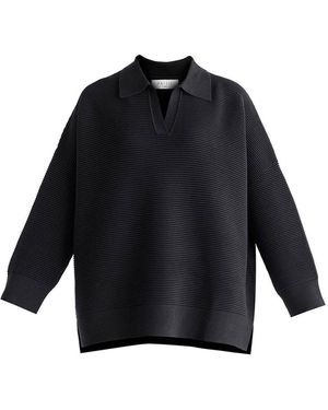 Paisie Polo Collar Ribbed Jumper - Blue