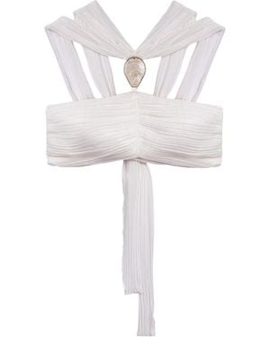Nocturne Strapless Draped Bustier Top - White