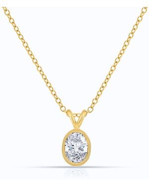 AVJD New York Solid Bezel Set Oval Lab Grown Diamond Once Carat Total Weight Pendant - Metallic
