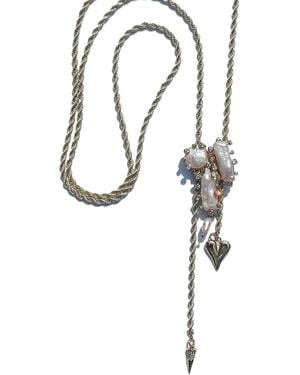 Babaloo Adjustable Pearl Bolo Necklace - Metallic