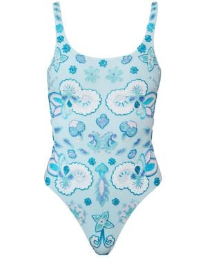 Self-Adore Floral Fiesta Hand-Beaded Embellished One-Piece Swimsuit- Baby - Blue