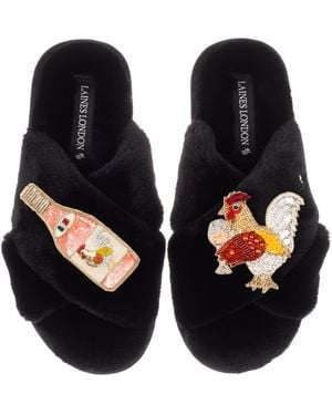 Laines London Classic Laines Slippers With Chicken Wine Brooches - Blue