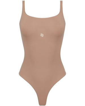 GOD SAVES QUEENS Neutrals Second Skin Square-Neck Bodysuit Nude - Brown