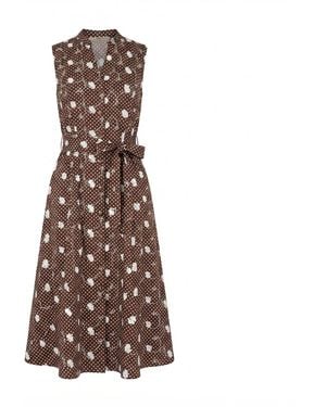 Yumi' Cotton Embroidery Shirt Dress - Brown