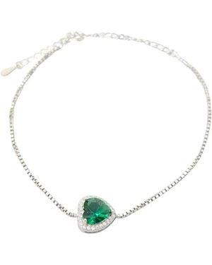 Harfi Emerald May Birthstone Love Heart Charm Sterling Bracelet - Metallic