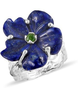 Emma Chapman Jewels The Rosa Lapis Lazuli Flower Ring - Blue